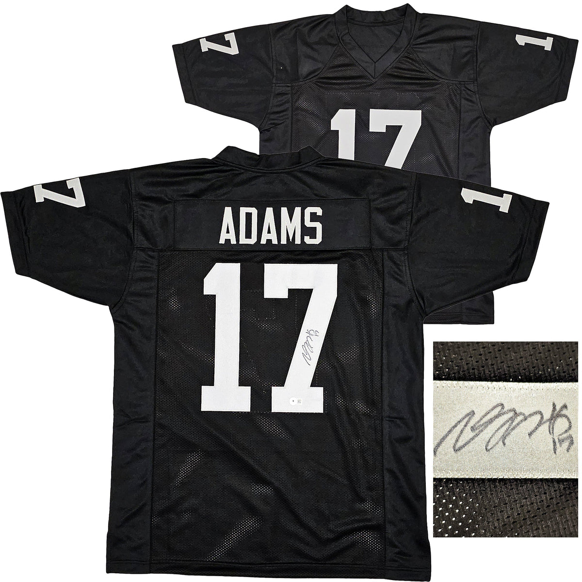 Las Vegas Raiders Davante Adams Autographed Black Jersey Beckett Bas Witness Stock #220595