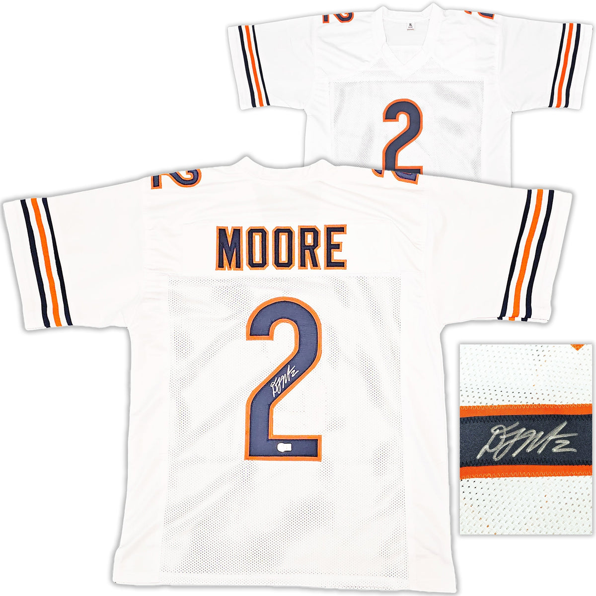 Chicago Bears Dj Moore Autographed White Jersey Beckett Bas Witness Stock #221066