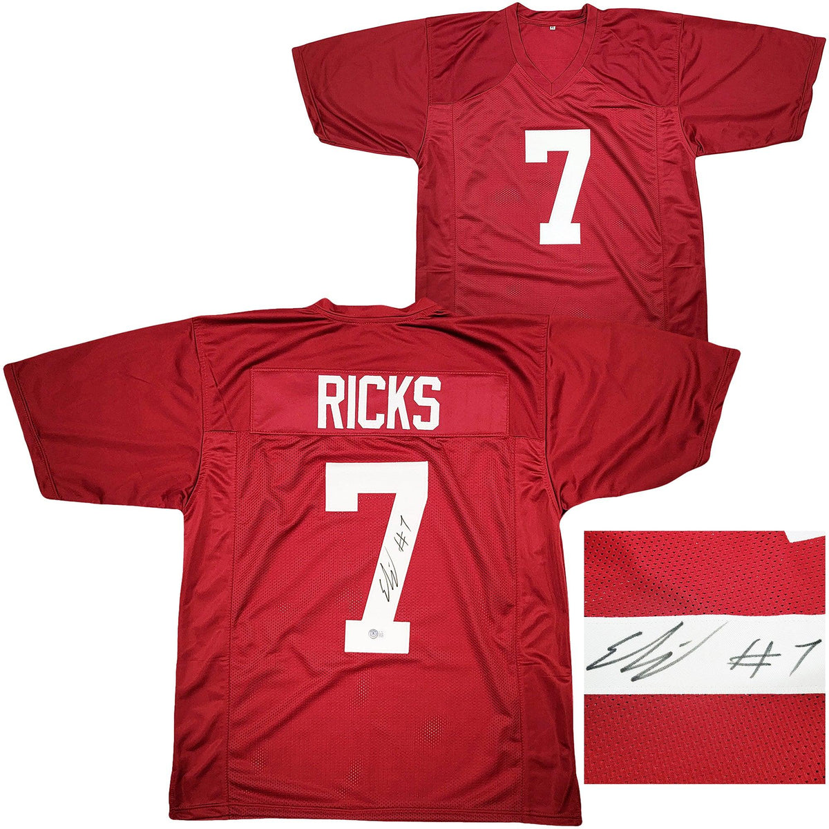Alabama Crimson Tide Eli Ricks Autographed Red Jersey Beckett Bas Witness Stock #209473