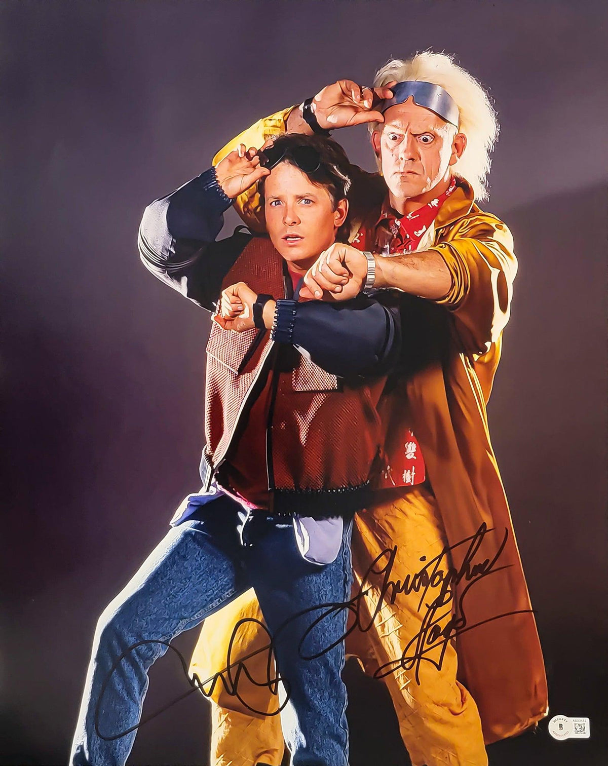 Michael J. Fox & Christopher Lloyd Autographed 16X20 Photo Back To The Future Beckett Bas Qr Stock #209144