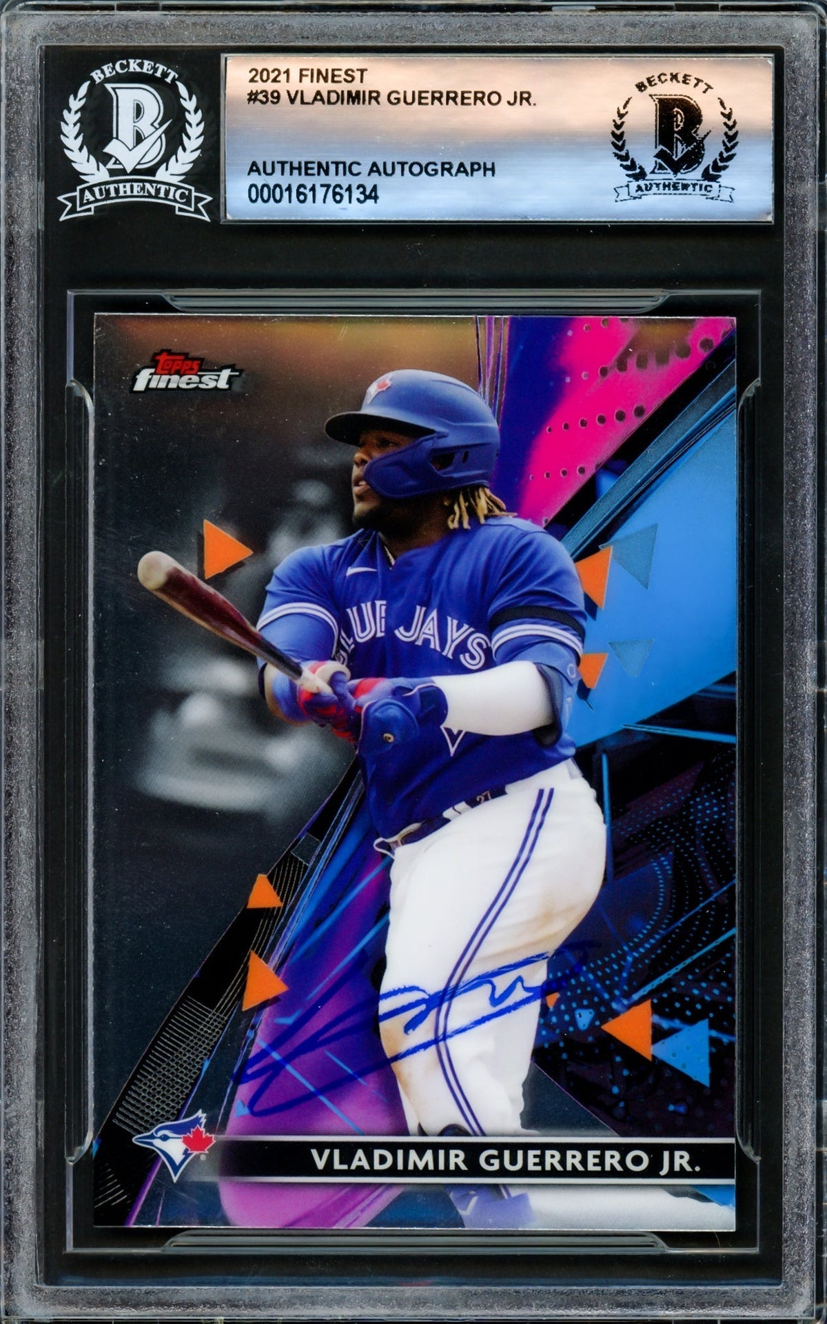 Vladimir Guerrero Jr. Autographed 2021 Topps Finest Card #39 Toronto Blue Jays Beckett Bas Stock #221189