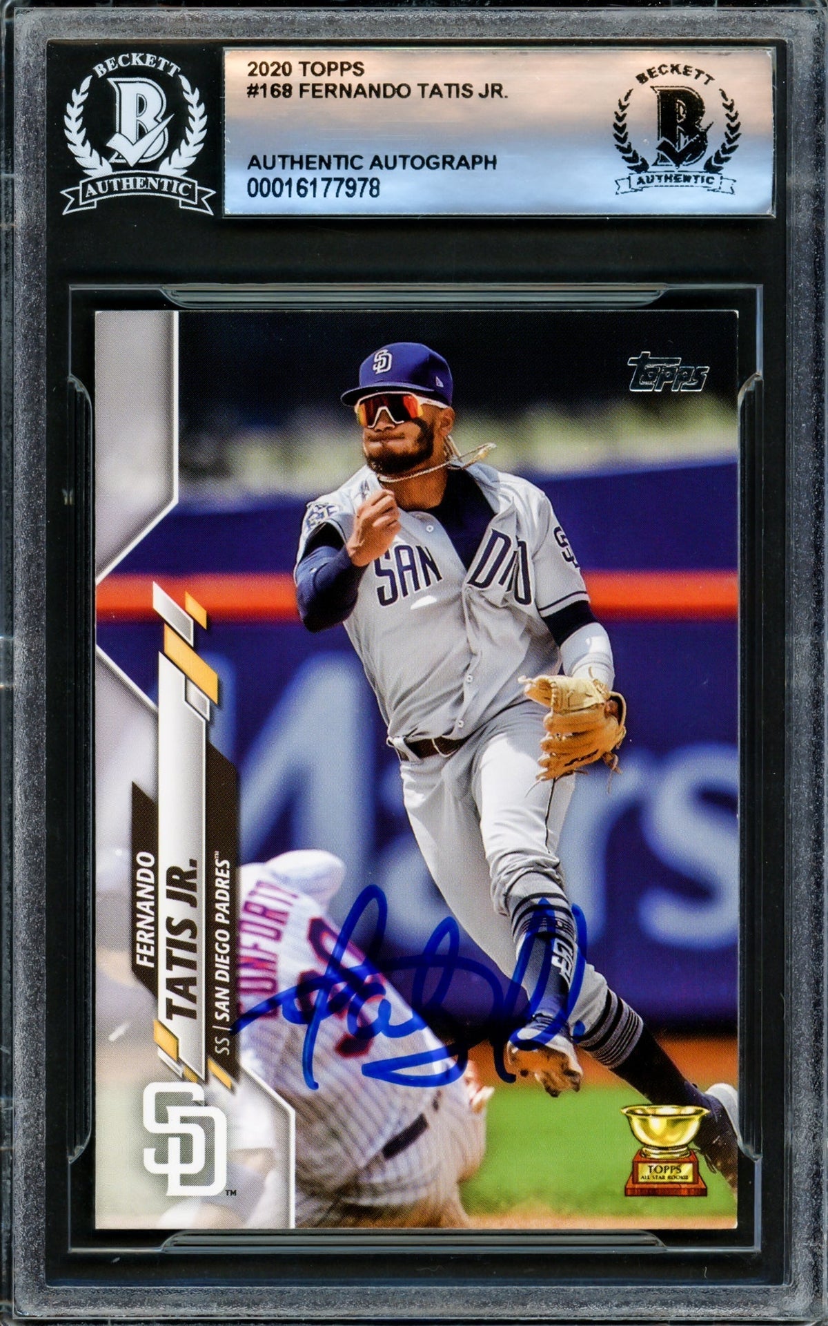 Fernando Tatis Jr. Autographed 2020 Topps Card #168 San Diego Padres Beckett Bas Stock #221216