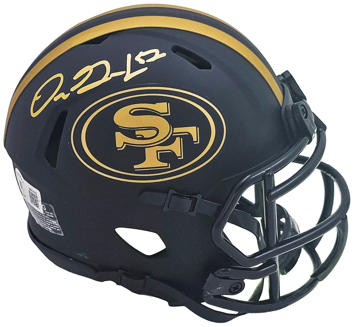 Dre Greenlaw Autographed San Francisco 49Ers Eclipse Black Speed Mini Helmet Beckett Bas Witness Stock #221286
