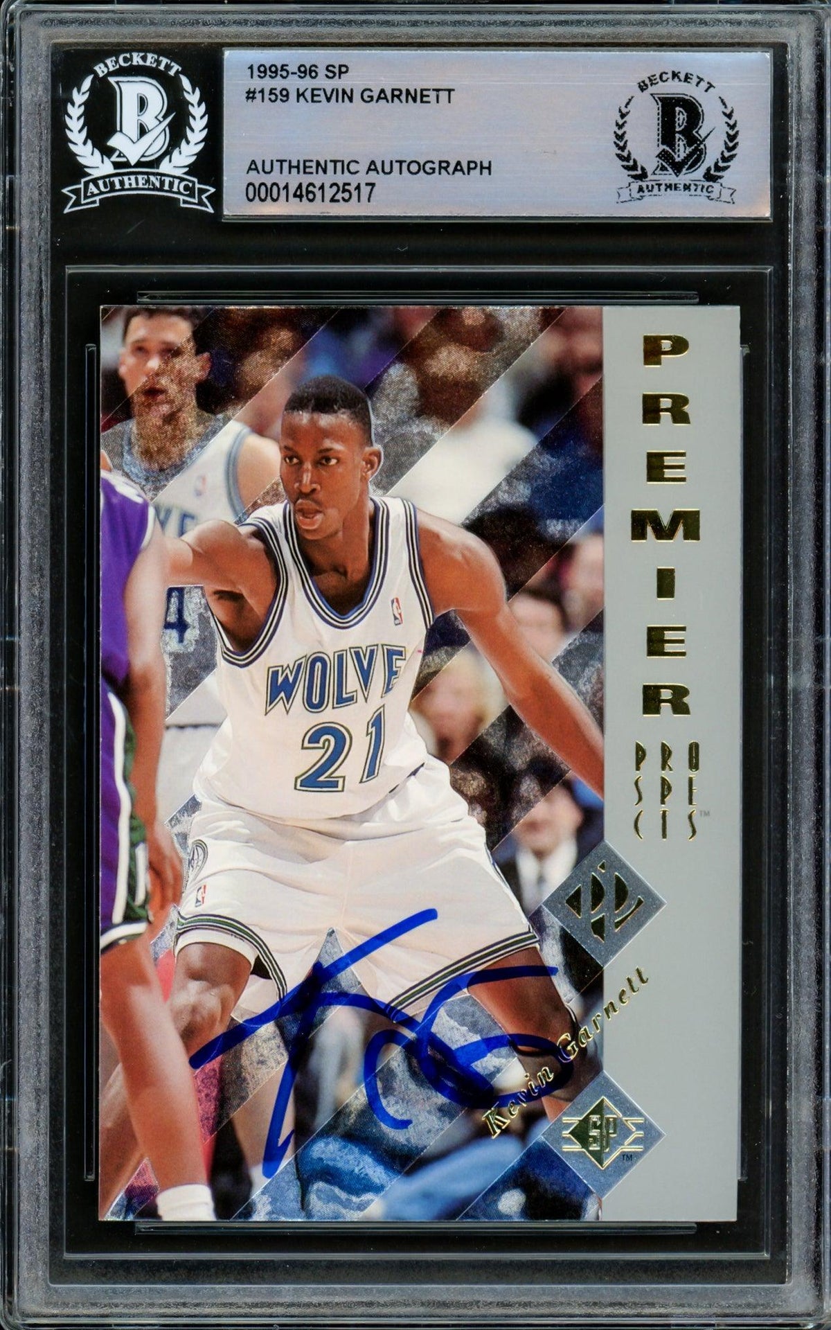 Kevin Garnett Autographed 1995-96 Sp Authentic Rookie Card #159 Minnesota Timberwolves Beckett Bas #14612517