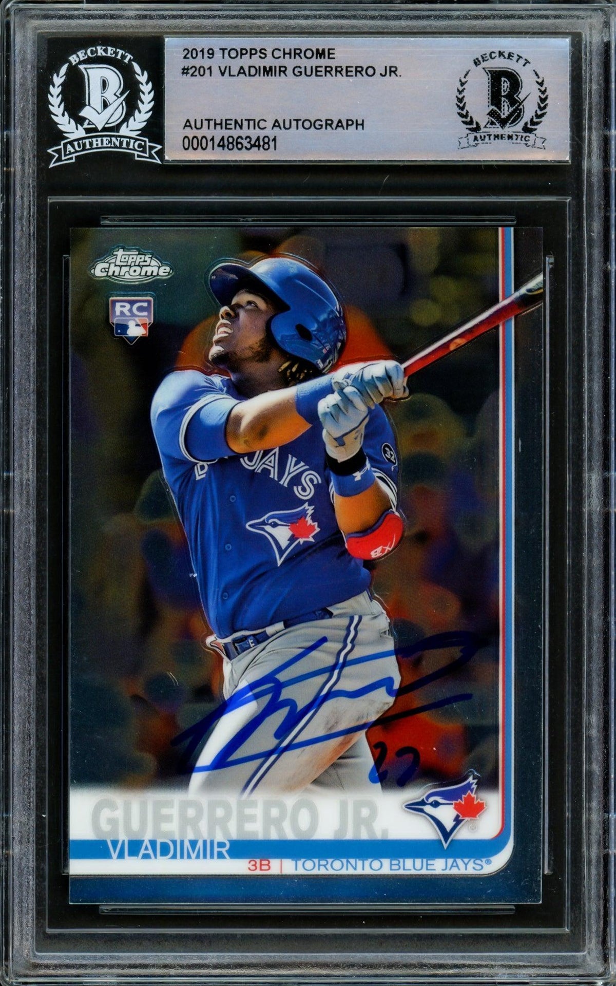 Vladimir Guerrero Jr. Autographed 2019 Topps Chrome Rookie Card #201 Toronto Blue Jays Beckett Bas #14863481