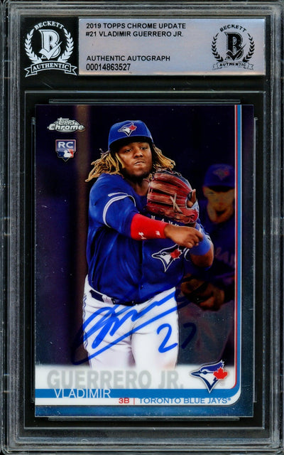 Vladimir Guerrero Jr. Autographed 2019 Topps Chrome Update Rookie Card #21 Toronto Blue Jays Beckett Bas #14863527
