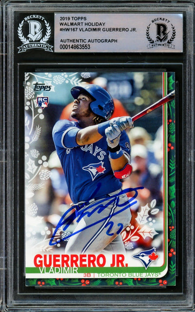 Vladimir Guerrero Jr. Autographed 2019 Topps Holiday Rookie Card #Hw167 Toronto Blue Jays Beckett Bas #14863553