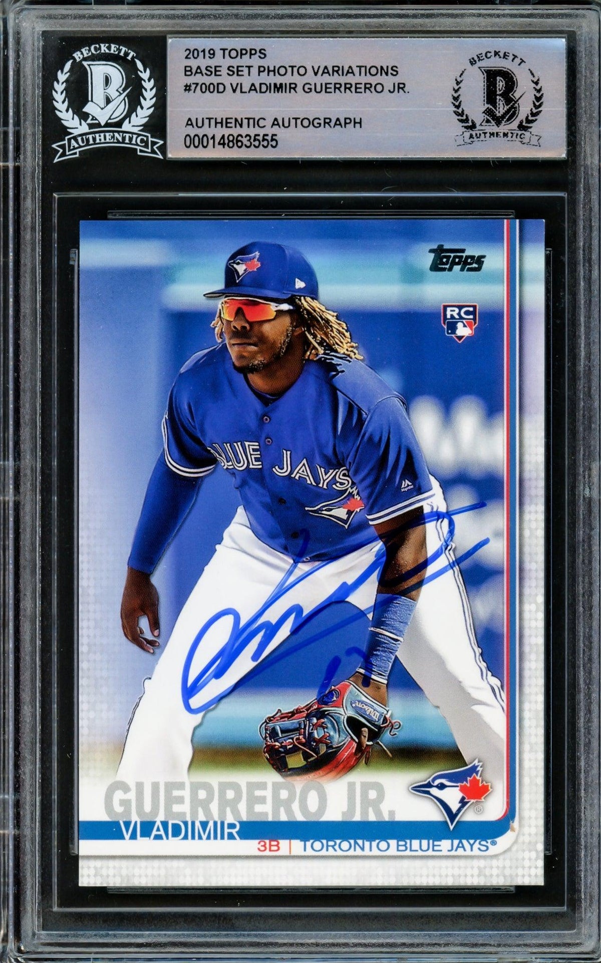 Vladimir Guerrero Jr. Autographed 2019 Topps Complete Set Variation Rookie Card #700D Toronto Blue Jays Beckett Bas #14863555