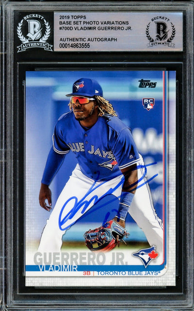 Vladimir Guerrero Jr. Autographed 2019 Topps Complete Set Variation Rookie Card #700D Toronto Blue Jays Beckett Bas #14863555