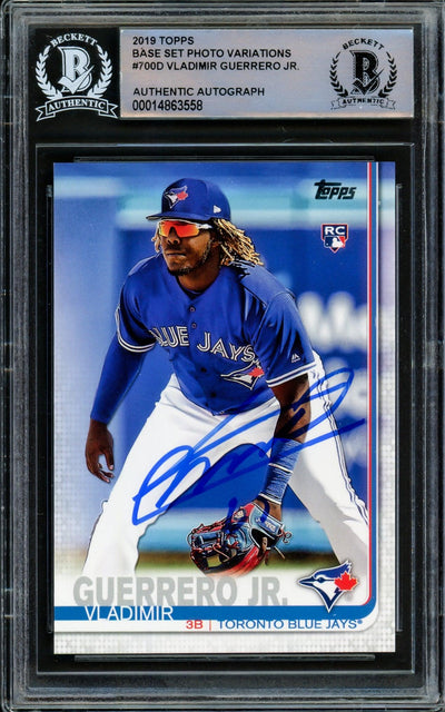 Vladimir Guerrero Jr. Autographed 2019 Topps Complete Set Variation Rookie Card #700D Toronto Blue Jays Beckett Bas #14863558