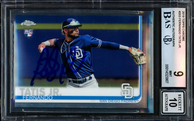 Fernando Tatis Jr. Autographed 2019 Topps Chrome Rookie Card #203 San Diego Padres BGS 9 Auto Grade Gem Mint 10 Beckett Bas #14323907