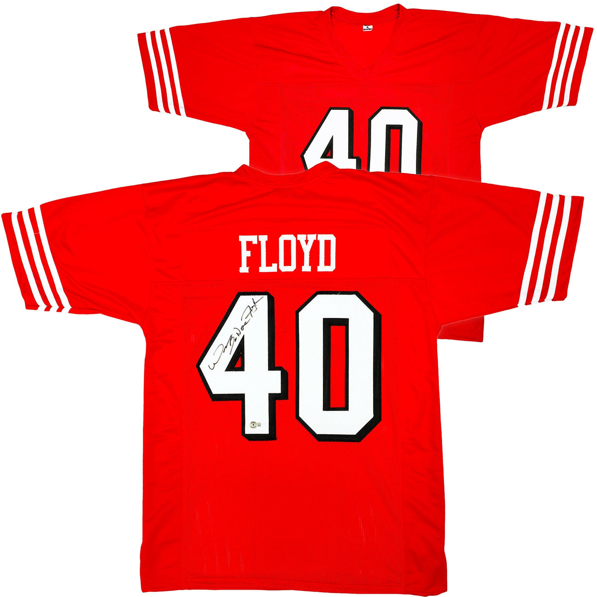 San Francisco 49Ers William Floyd Autographed Red Jersey Beckett Bas Qr
