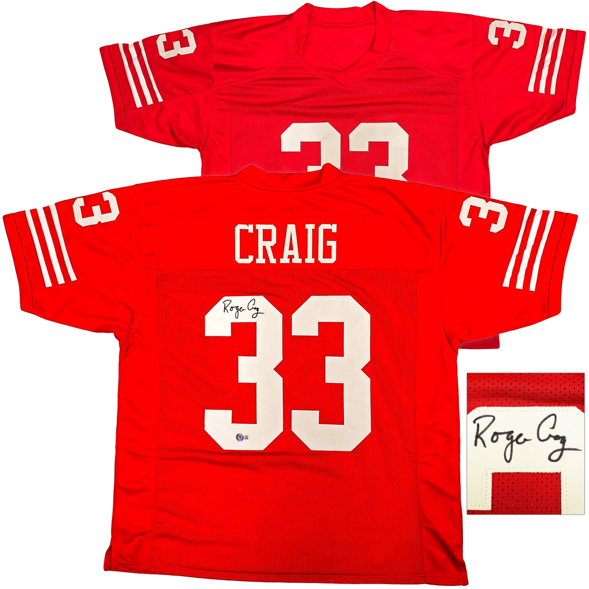 San Francisco 49Ers Roger Craig Autographed Red Jersey Beckett Bas Witness