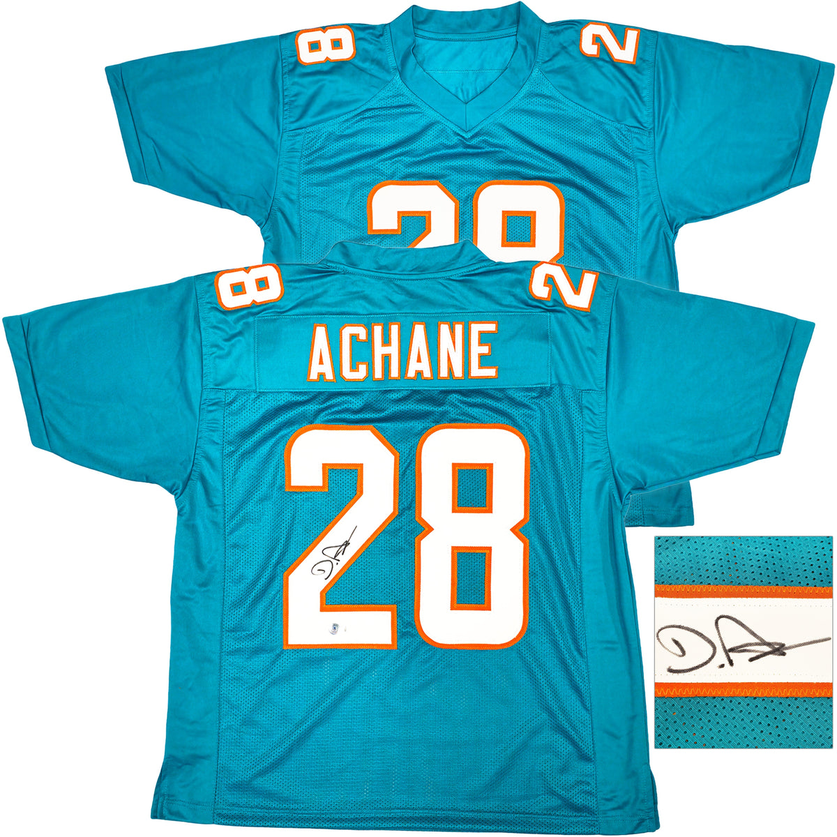 Miami Dolphins De'von Achane Autographed Teal Jersey Beckett Bas Witness