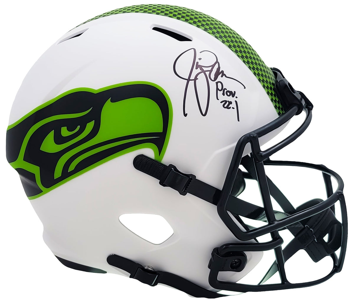 Jim Zorn Autographed Seattle Seahawks Lunar Eclipse White Full Size Replica Speed Helmet Mcs Holo Stock #210463
