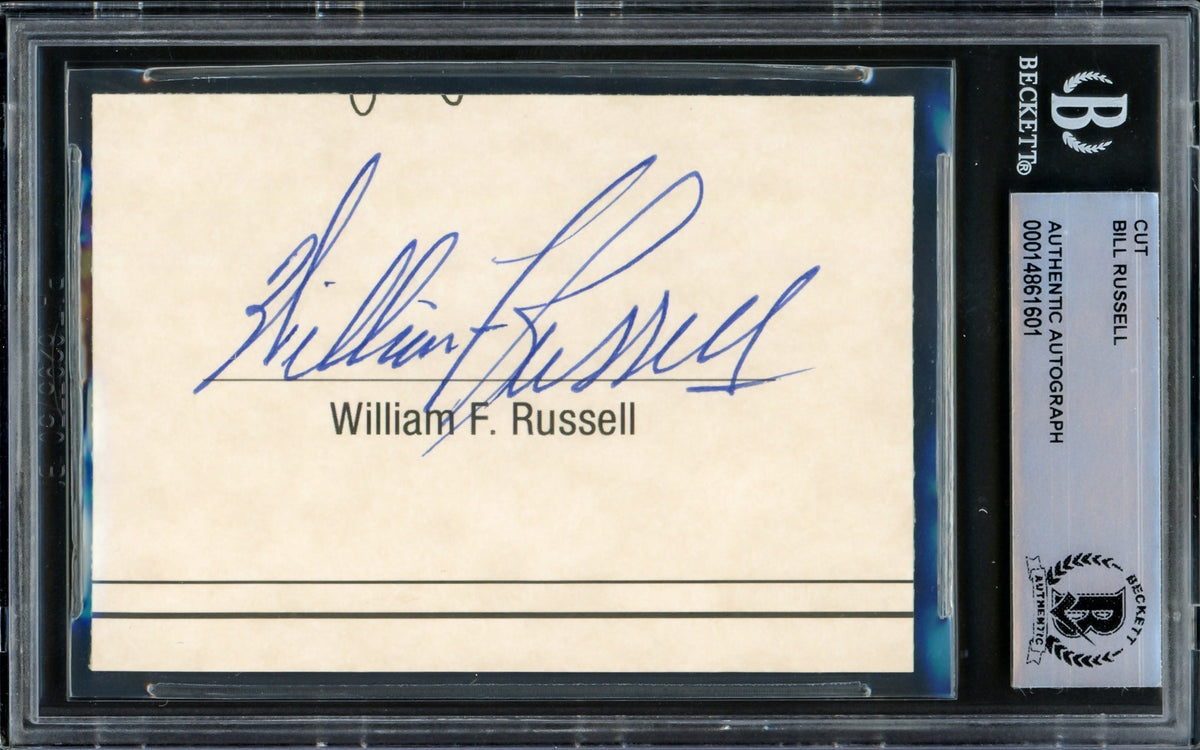 Bill Russell Autographed 2.5X3.5 Cut Signature Boston Celtics Full Name Beckett Bas #14861601