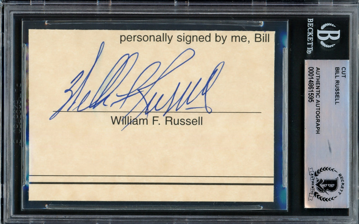 Bill Russell Autographed 2.5X3.5 Cut Signature Boston Celtics Full Name Beckett Bas #14861595