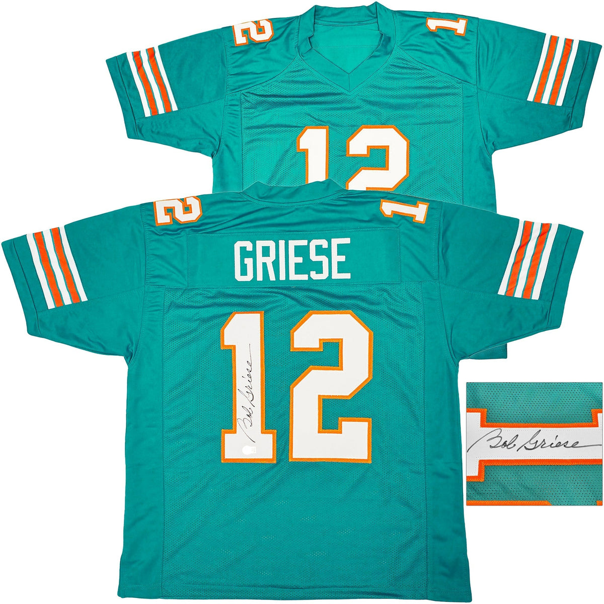 Miami Dolphins Bob Griese Autographed Teal Jersey Beckett Bas Witness