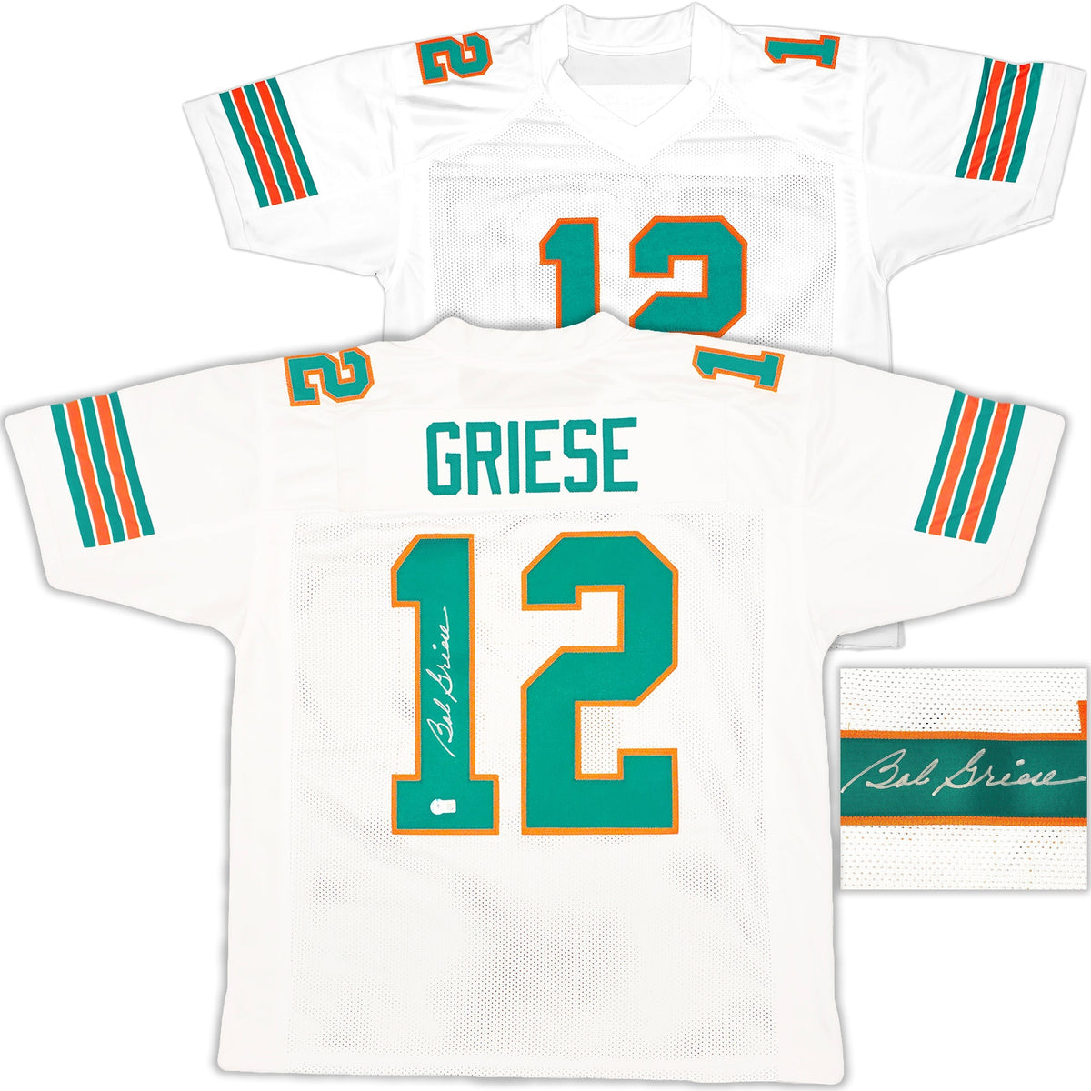 Miami Dolphins Bob Griese Autographed White Jersey Beckett Bas Witness