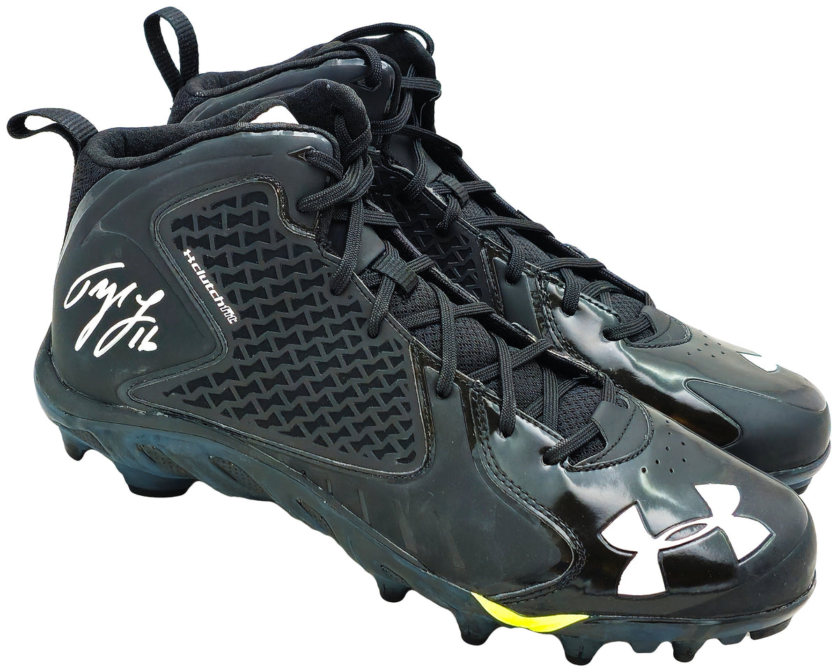 Tyler Lockett Autographed Black Under Armour Cleats Seattle Seahawks Size 13.5 Mcs Holo
