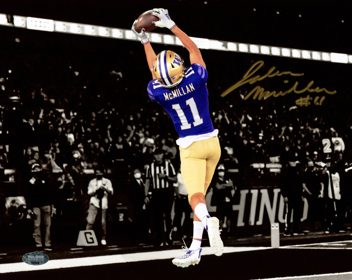Jalen Mcmillan Autographed 8X10 Photo Washington Huskies Catch Spotlight Mcs Holo