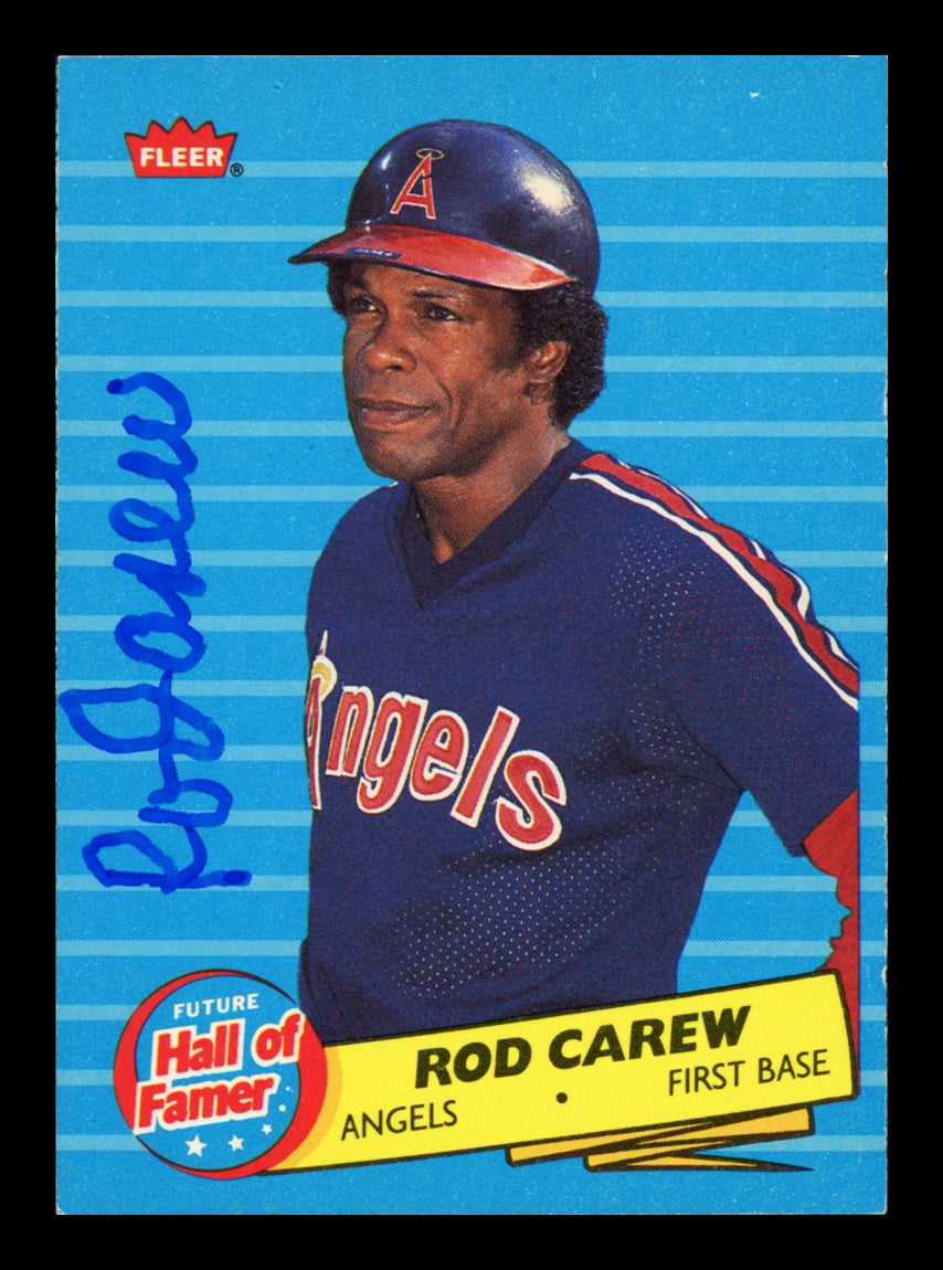Rod Carew Autographed 1986 Fleer Future Hall Of Famer Card #4 California Angels Stock #211313