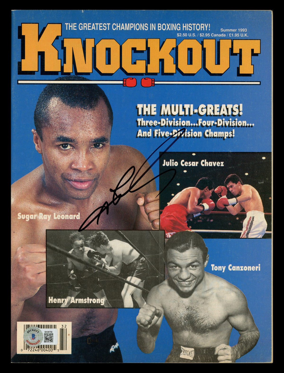 Sugar Ray Leonard Autographed Ko Magazine Beckett Bas Qr #Bk08758