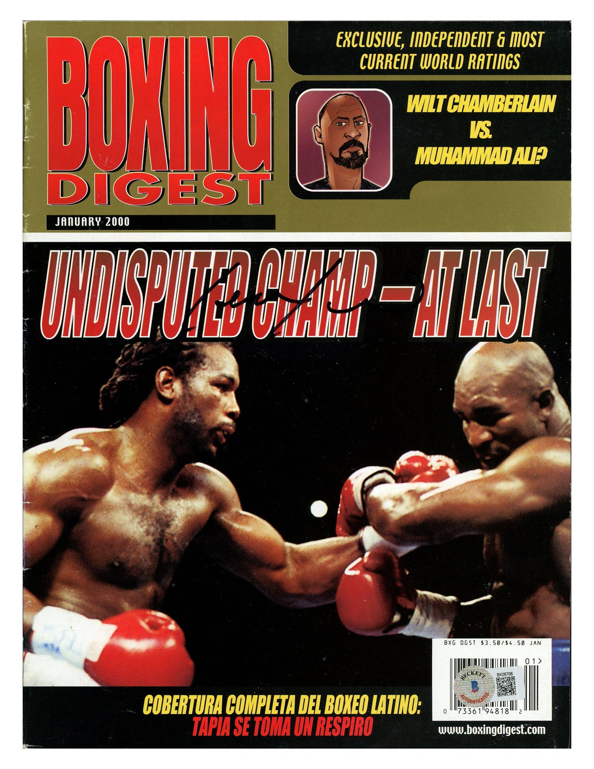 Lennox Lewis Autographed Boxing Digest Magazine Beckett Bas Qr #Bk08798