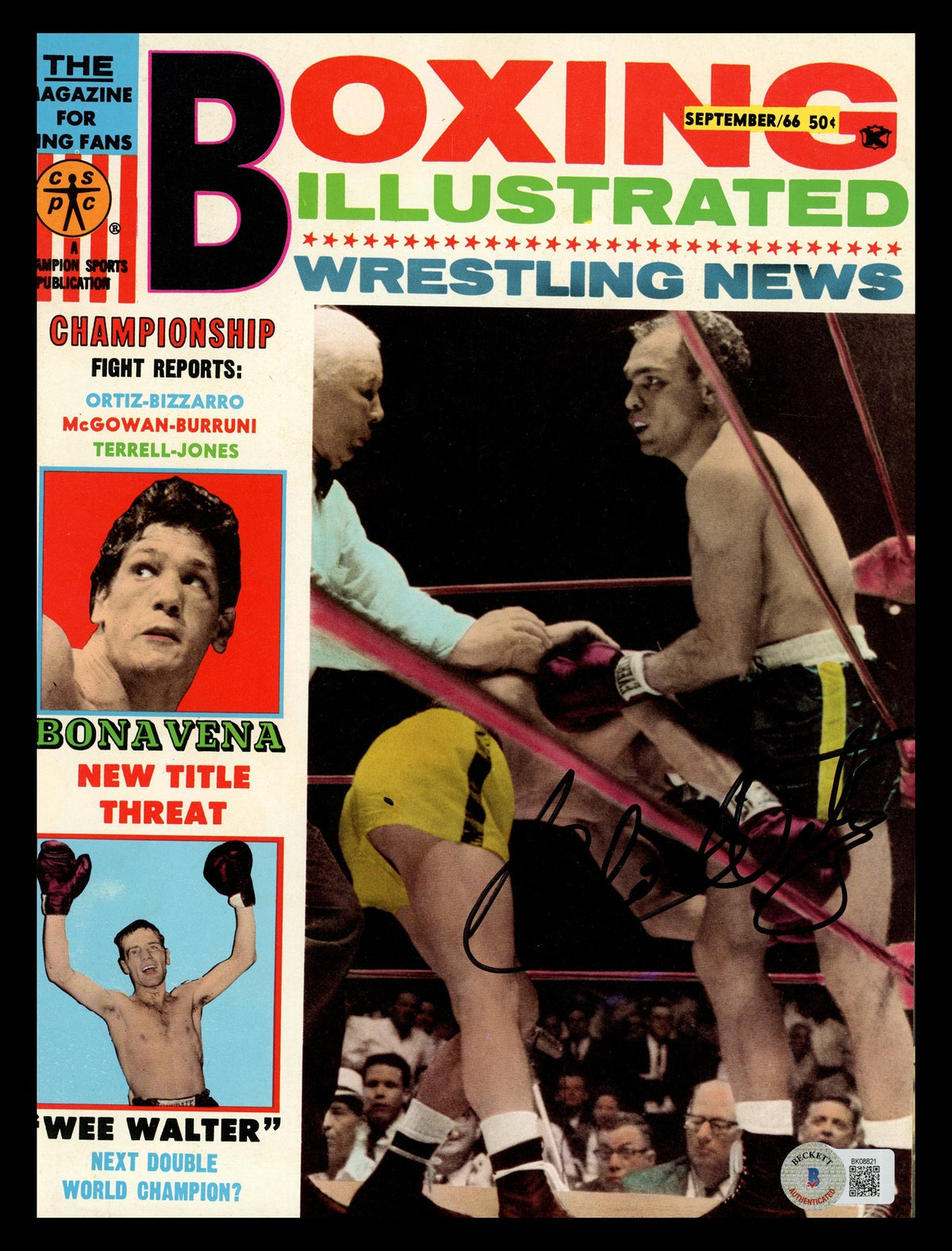 Carlos Ortiz Autographed Boxing Illustrated Magazine Beckett Bas Qr #Bk08821