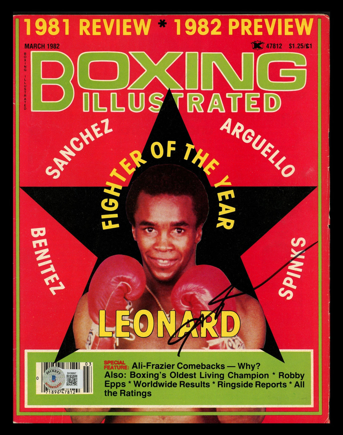 Sugar Ray Leonard Autographed Boxing Illustrated Magazine Beckett Bas Qr #Bk08897