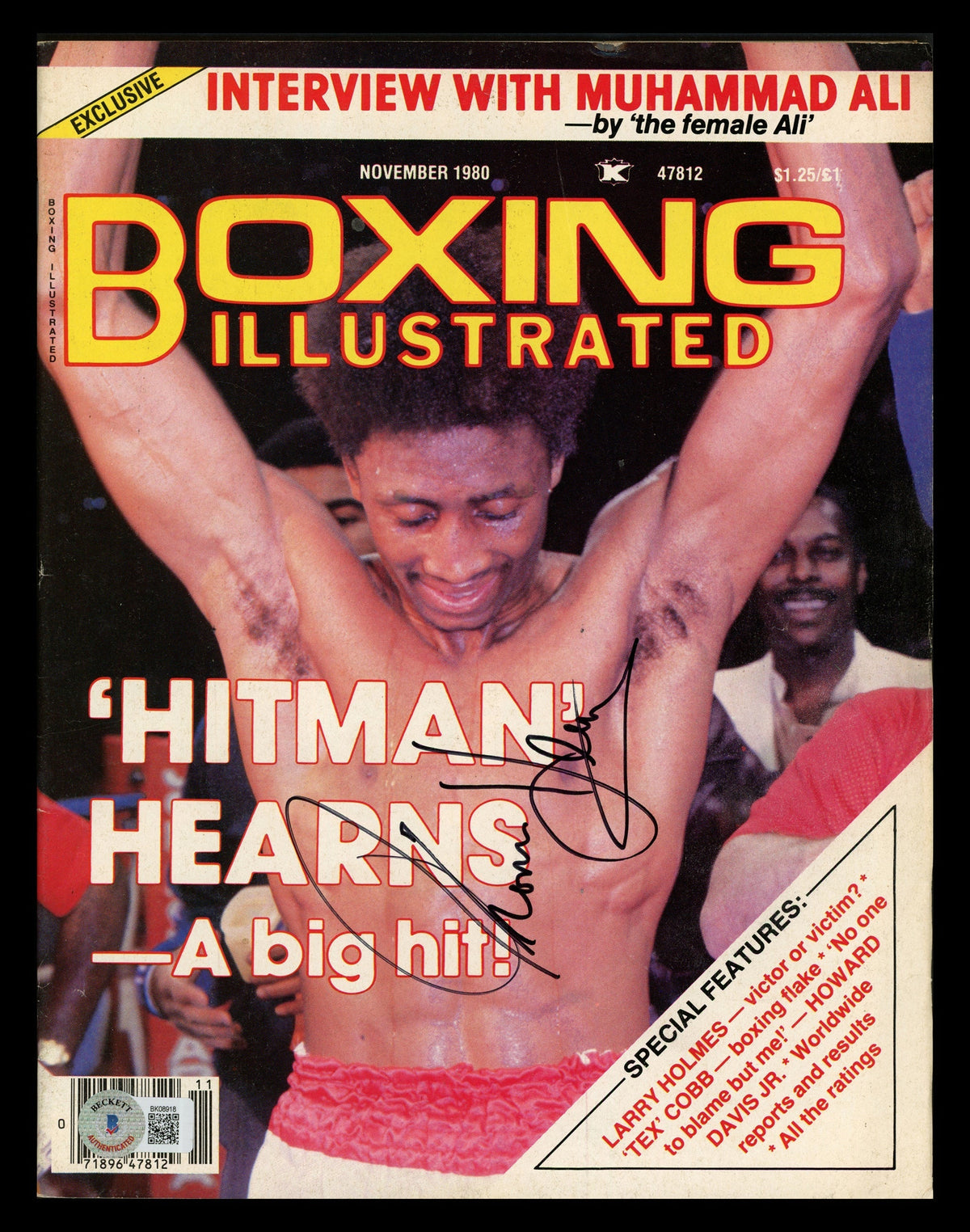 Thomas "The Hitman" Hearns Autographed Boxing Illustrated Magazine Beckett Bas Qr #Bk08918