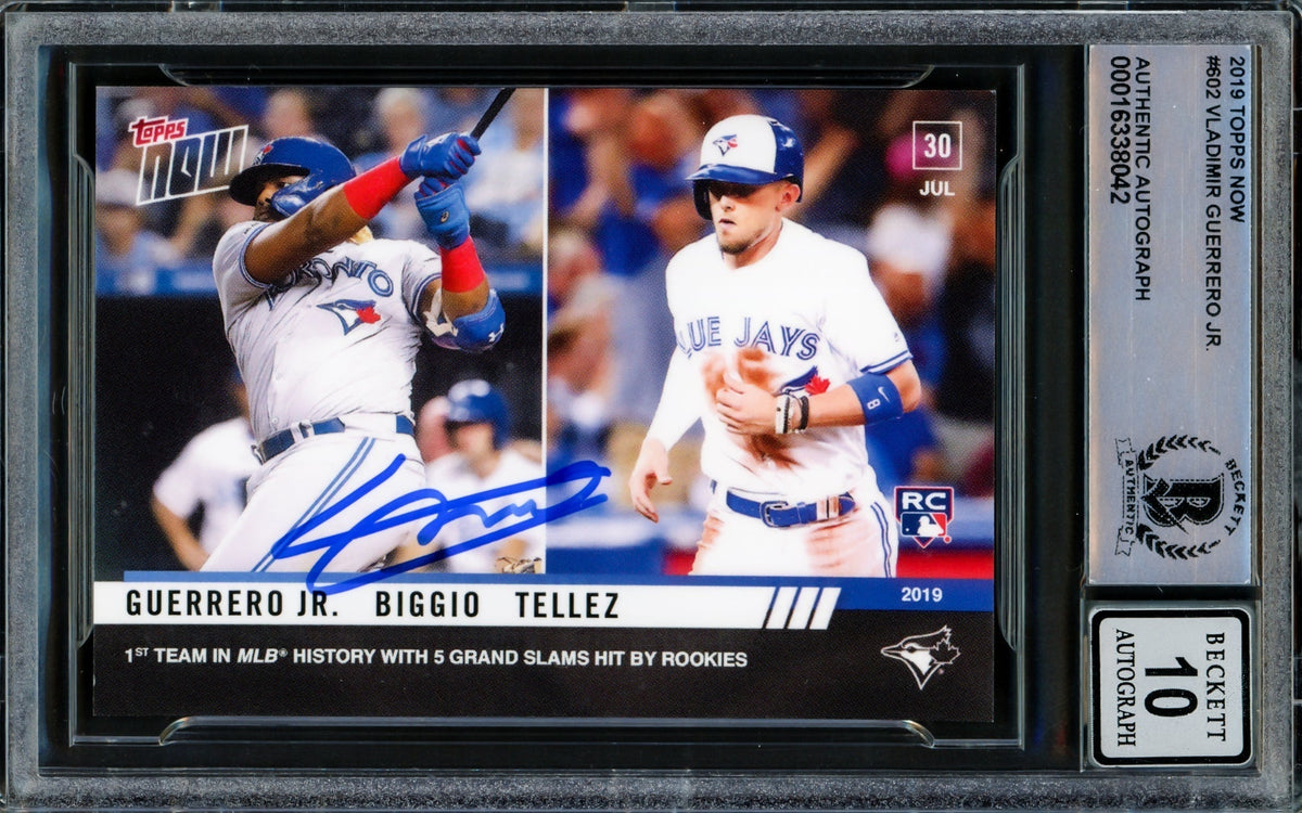 Vladimir Guerrero Jr. Autographed 2019 Topps Now Rookie Card #602 Toronto Blue Jays Auto Grade Gem Mint 10 Beckett Bas #16338042