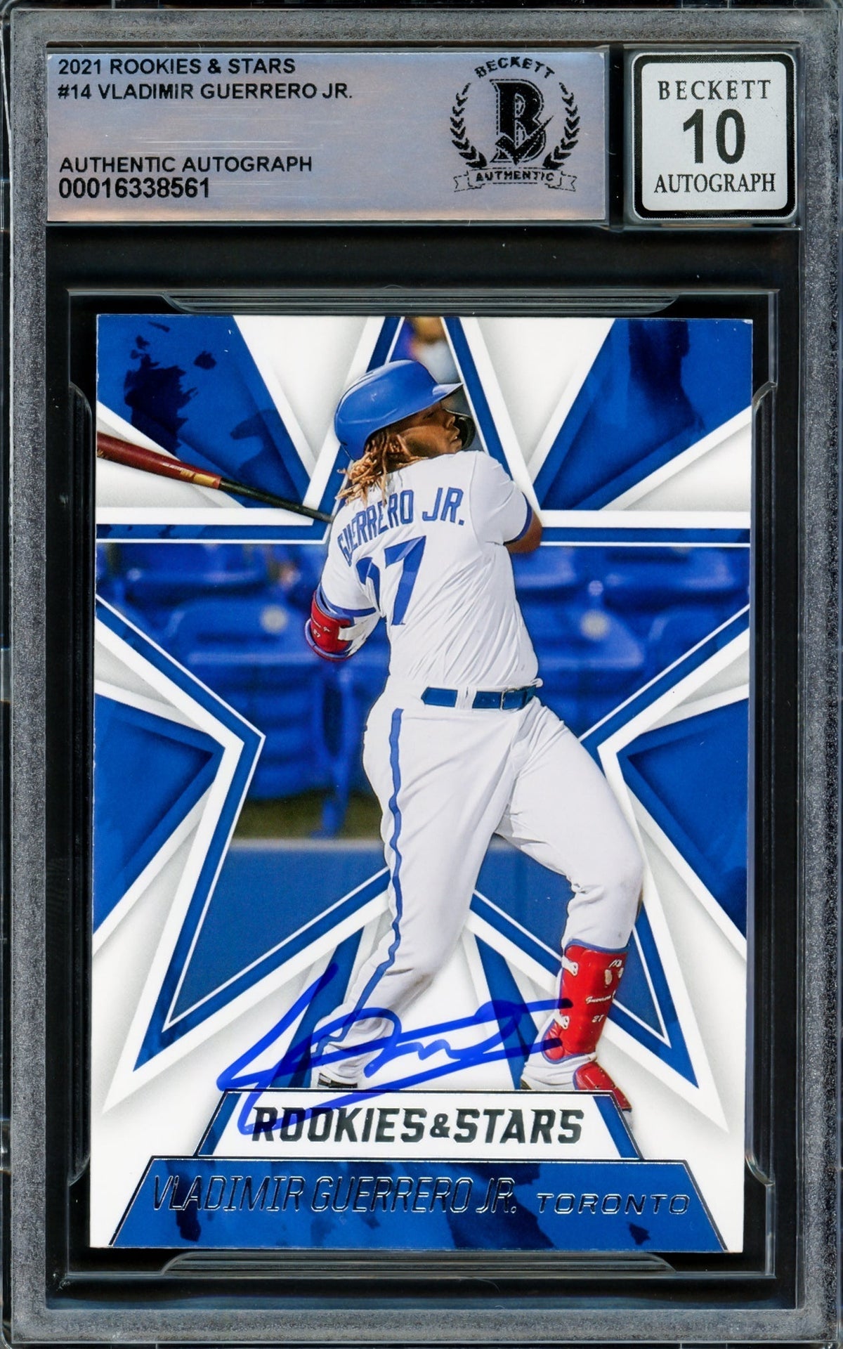 Vladimir Guerrero Jr. Autographed 2021 Rookie & Stars Card #14 Toronto Blue Jays Auto Grade Gem Mint 10 Beckett Bas #16338561