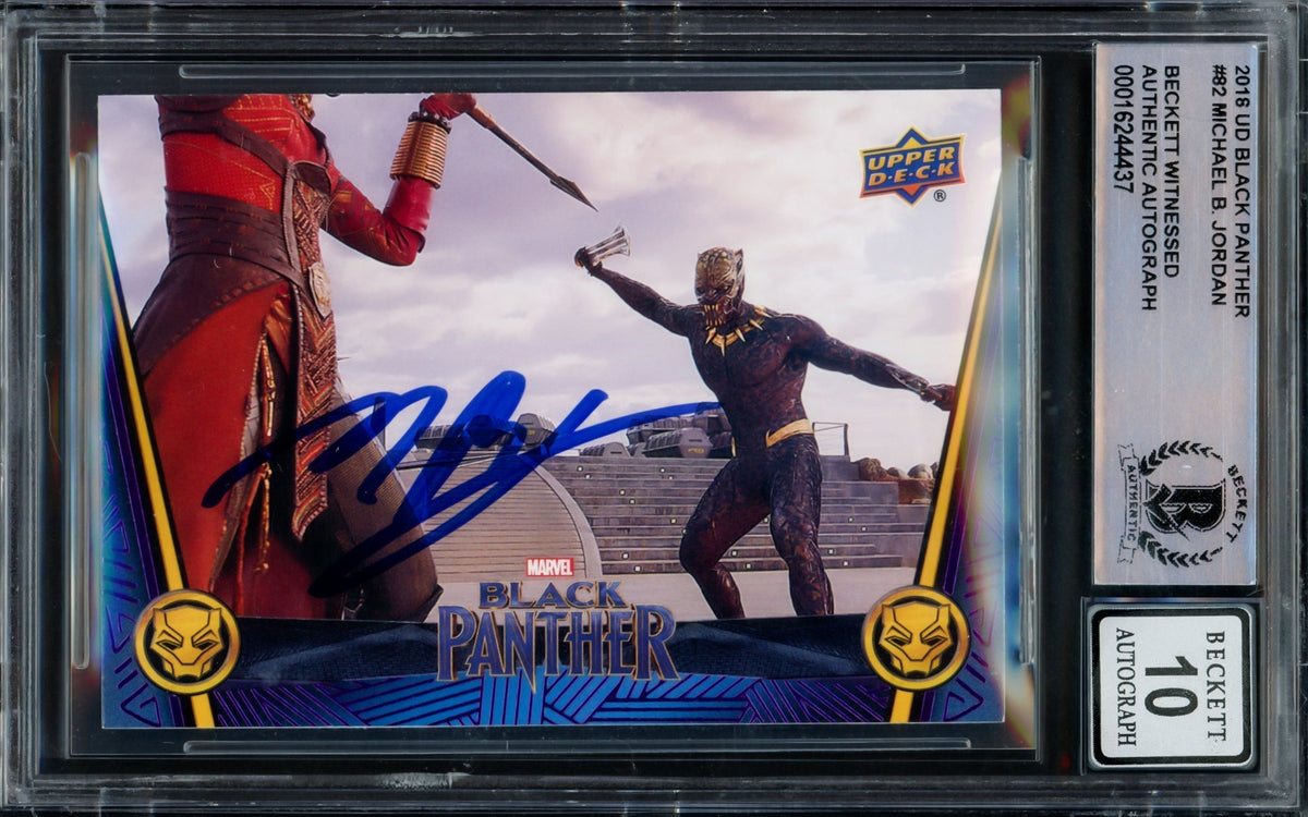 Michael B. Jordan Autographed 2018 Upper Deck Black Panther Card #82 Marvel Auto Grade Gem Mint 10 Beckett Bas #16244437