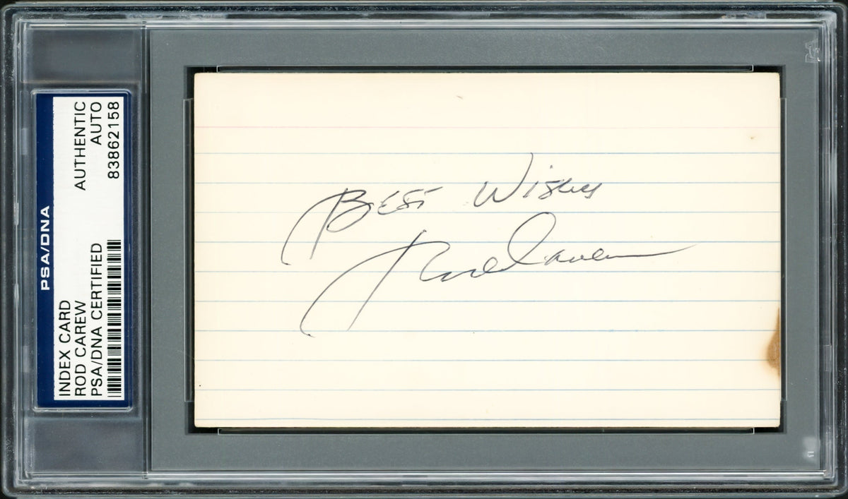 Rod Carew Autographed 3X5 Index Card Minnesota Twins "Best Wishes" PSA/Dna #83862158