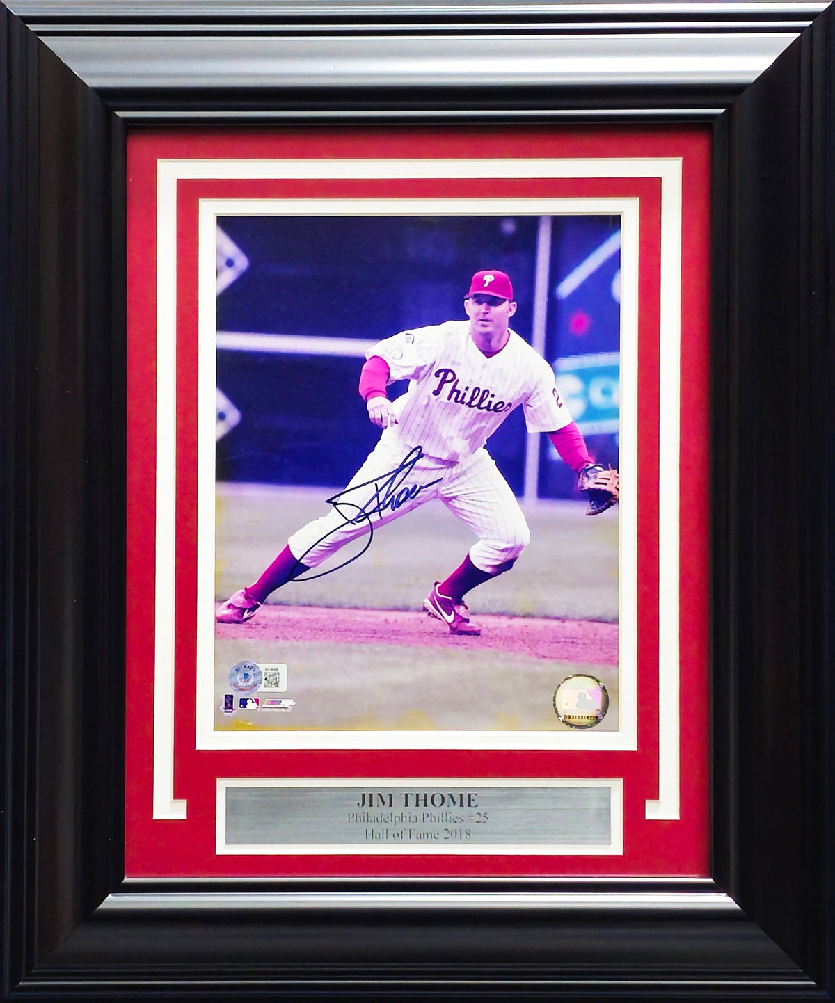 Jim Thome Autographed Framed 8X10 Photo Philadelphia Phillies Beckett Bas Qr #Bk08988