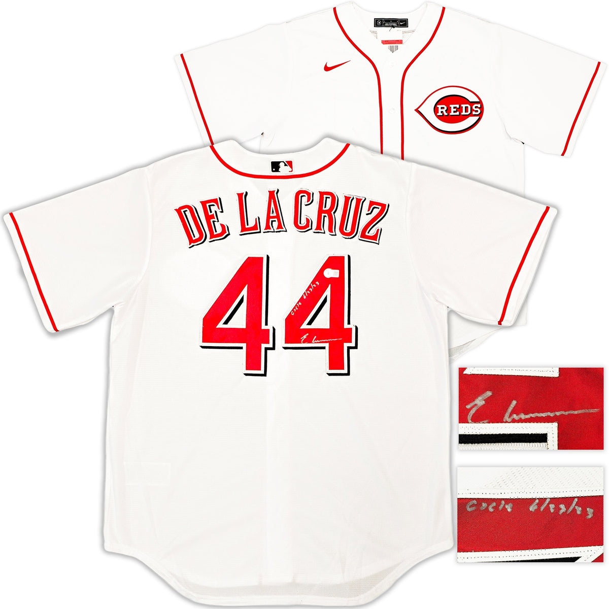 Cincinnati Reds Elly De La Cruz Autographed White Nike Jersey Size L "Cycle 6/23/23" Beckett Bas Witness