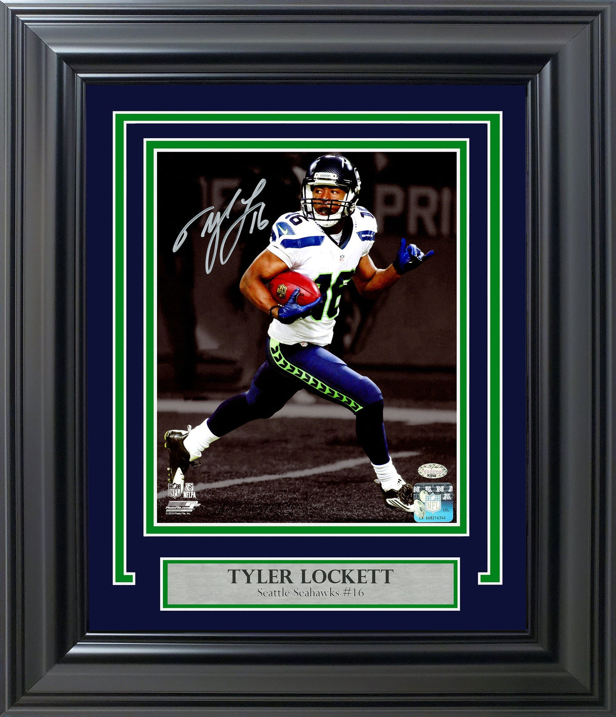 Tyler Lockett Autographed Framed 8X10 Photo Seattle Seahawks Spotlight Mcs Holo Stock #210979