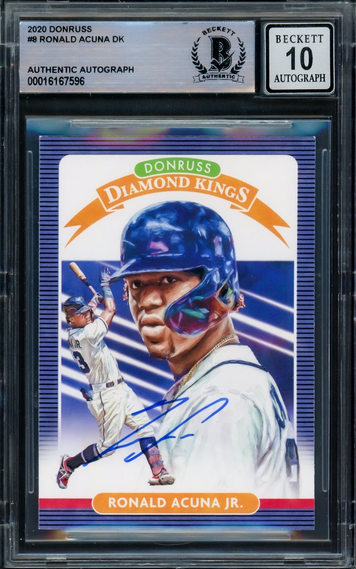 Ronald Acuna Jr. Autographed 2020 Donruss Diamond Kings Card #8 Atlanta Braves Auto Grade Gem Mint 10 Beckett Bas #16167596