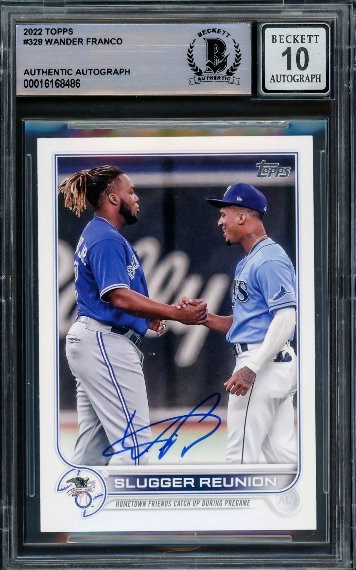 Wander Franco Autographed 2022 Topps Rookie Card #329 Tampa Bay Rays Auto Grade Gem Mint 10 Beckett Bas #16168486