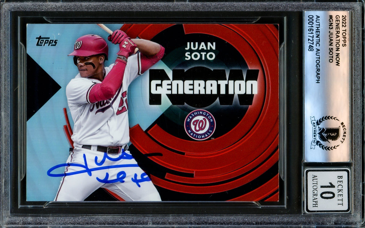 Juan Soto Autographed 2022 Topps Generation Now Card #Gn-3 New York Yankees Auto Grade Gem Mint 10 Beckett Bas #16172748