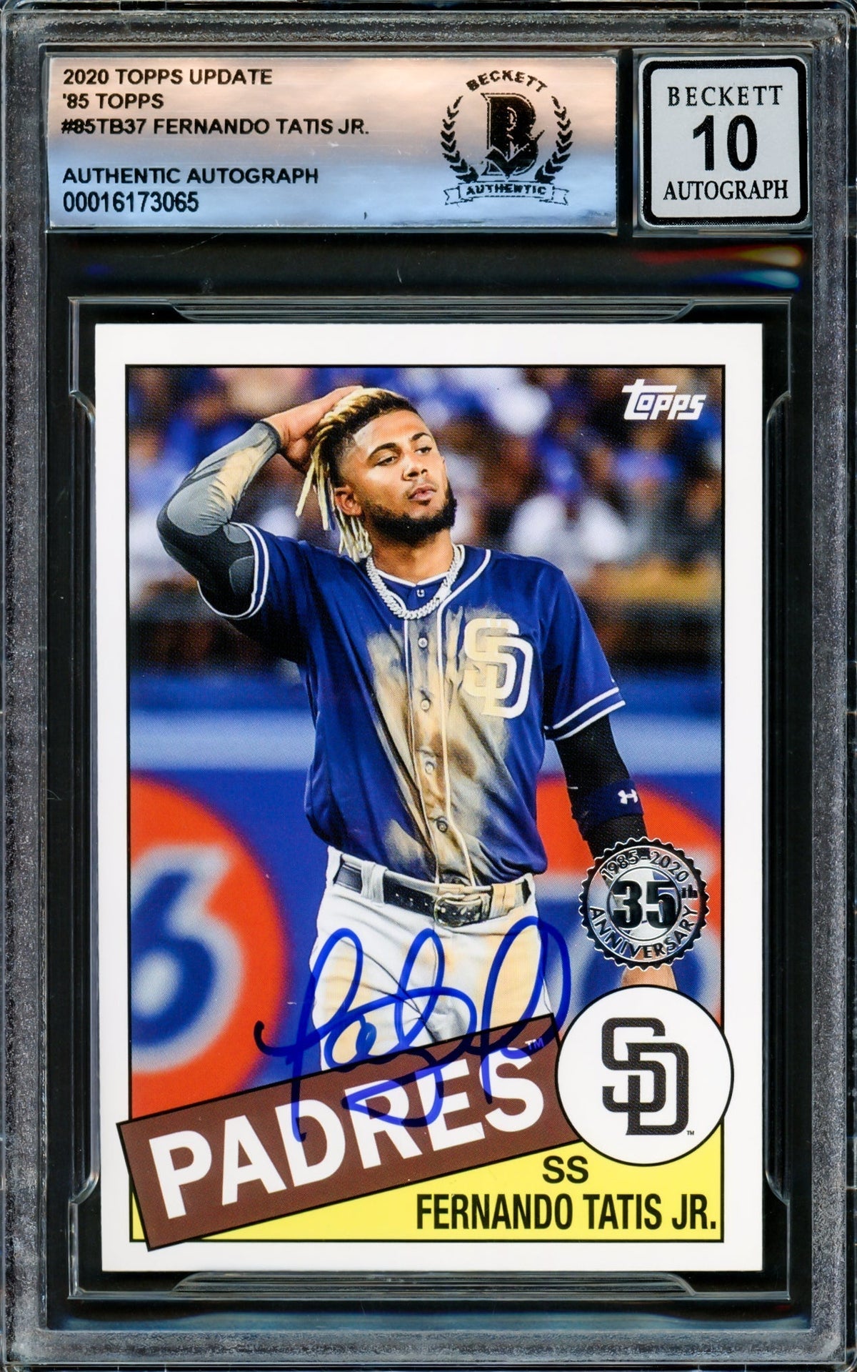 Fernando Tatis Jr. Autographed 2020 Topps 35Th Anniversary Card #85Tb-37 San Diego Padres Auto Grade Gem Mint 10 Beckett Bas #16173065