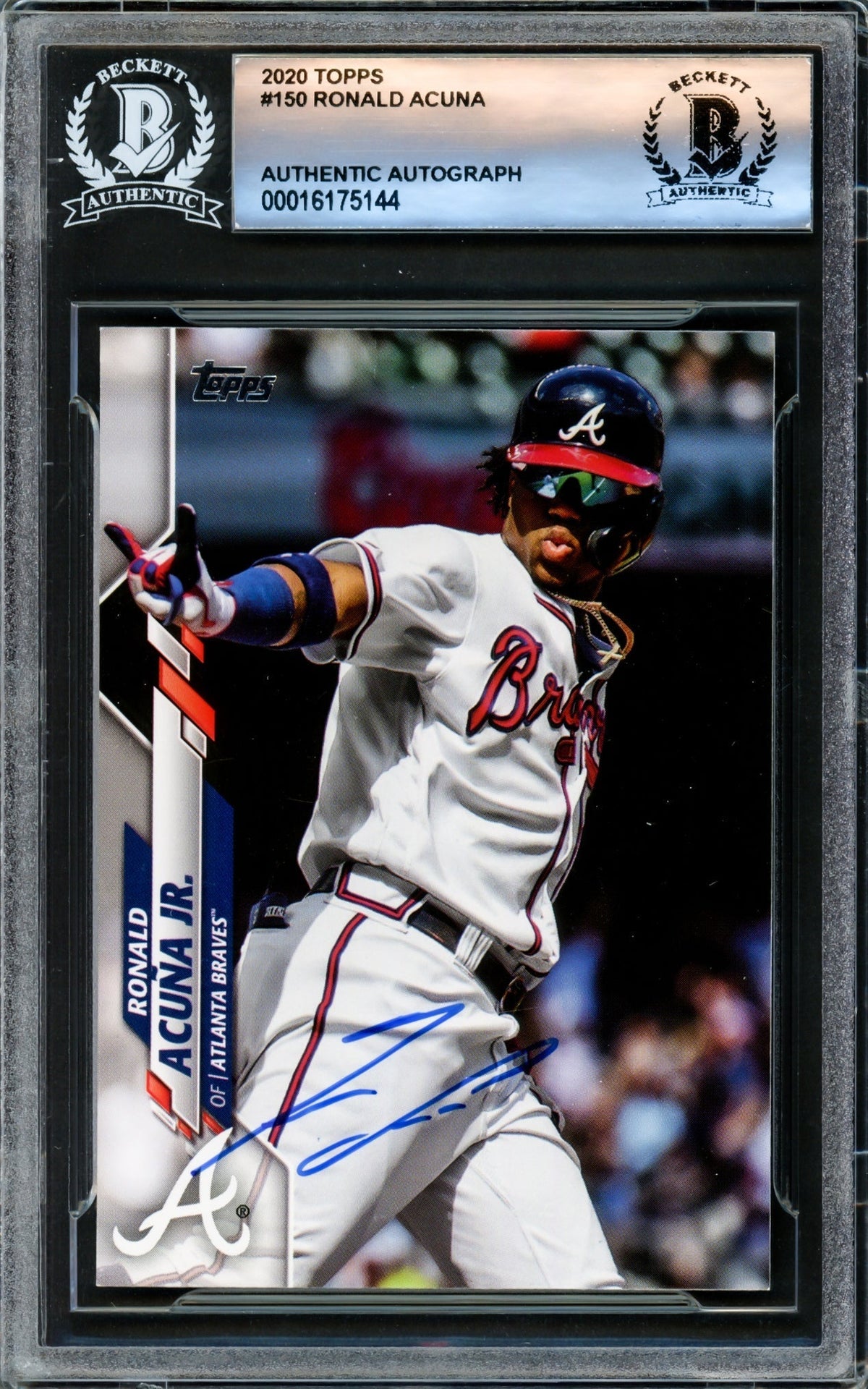 Ronald Acuna Jr. Autographed 2020 Topps Card #150 Atlanta Braves Beckett Bas #16175144