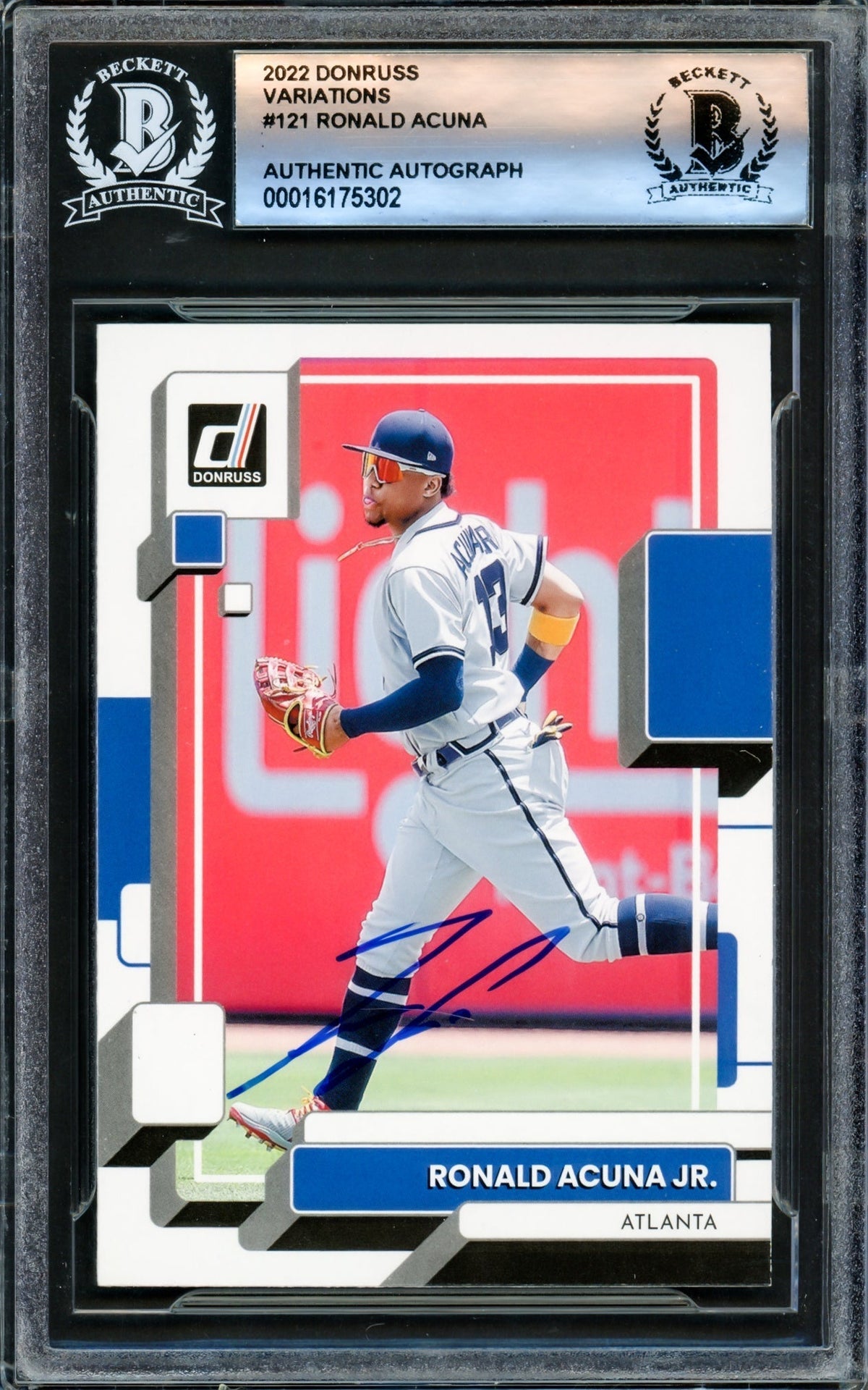 Ronald Acuna Jr. Autographed 2022 Donruss Variation Card #121 Atlanta Braves Beckett Bas #16175302