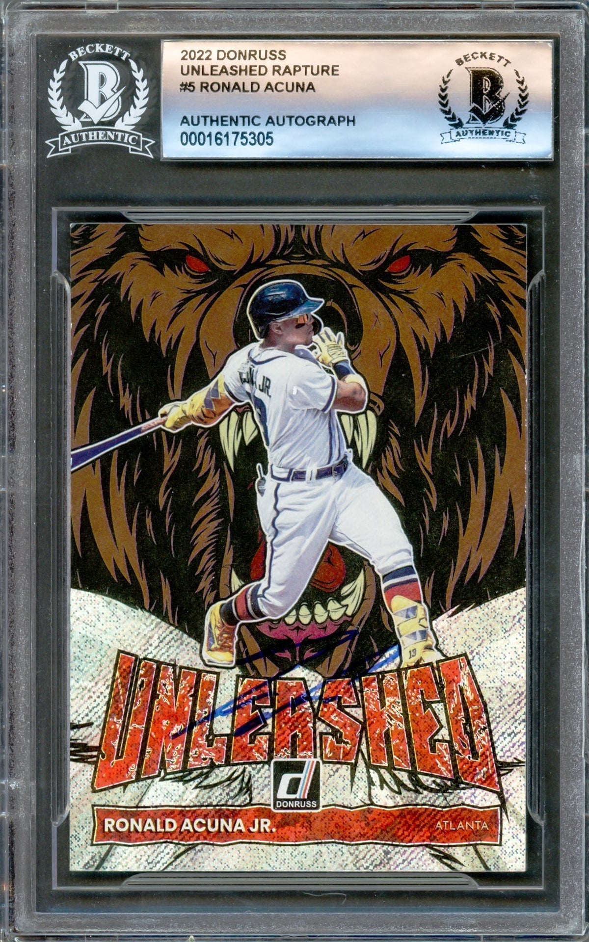Ronald Acuna Jr. Autographed 2022 Donruss Unleashed Card #Ul-5 Atlanta Braves Beckett Bas #16175305
