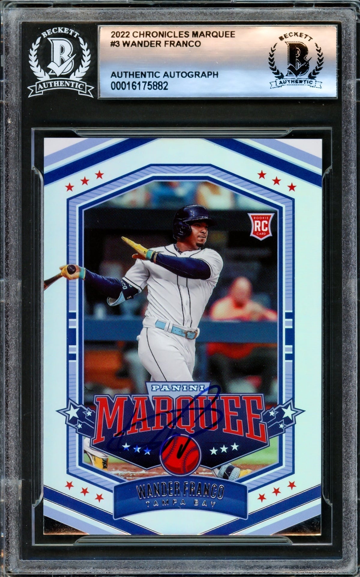 Wander Franco Autographed 2022 Panini Chronicles Marquee Rookie Card #3 Tampa Bay Rays Beckett Bas #16175882