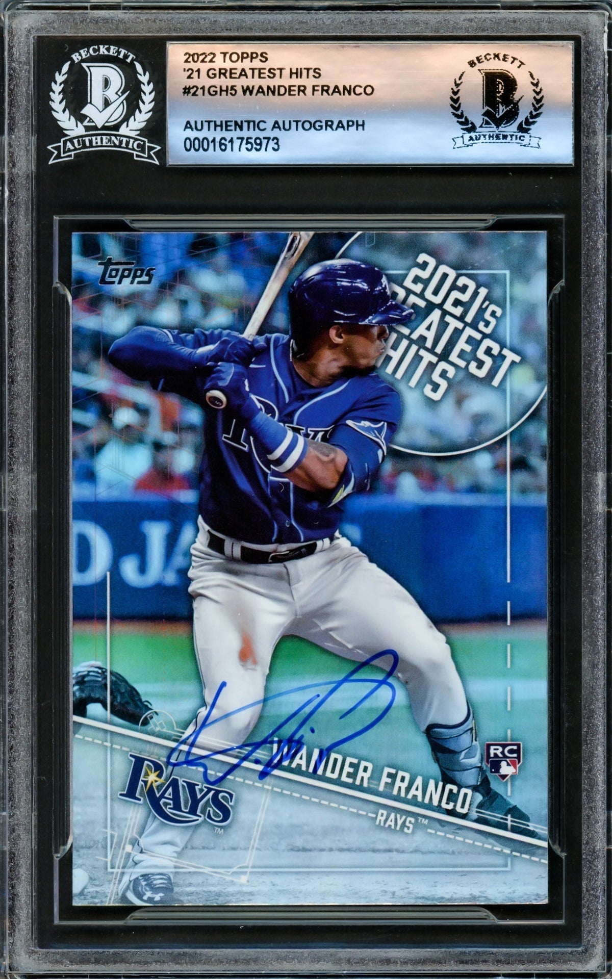 Wander Franco Autographed 2022 Topps 2021 Greatest Hits Rookie Card #21Gh5 Tampa Bay Rays Beckett Bas #16175973