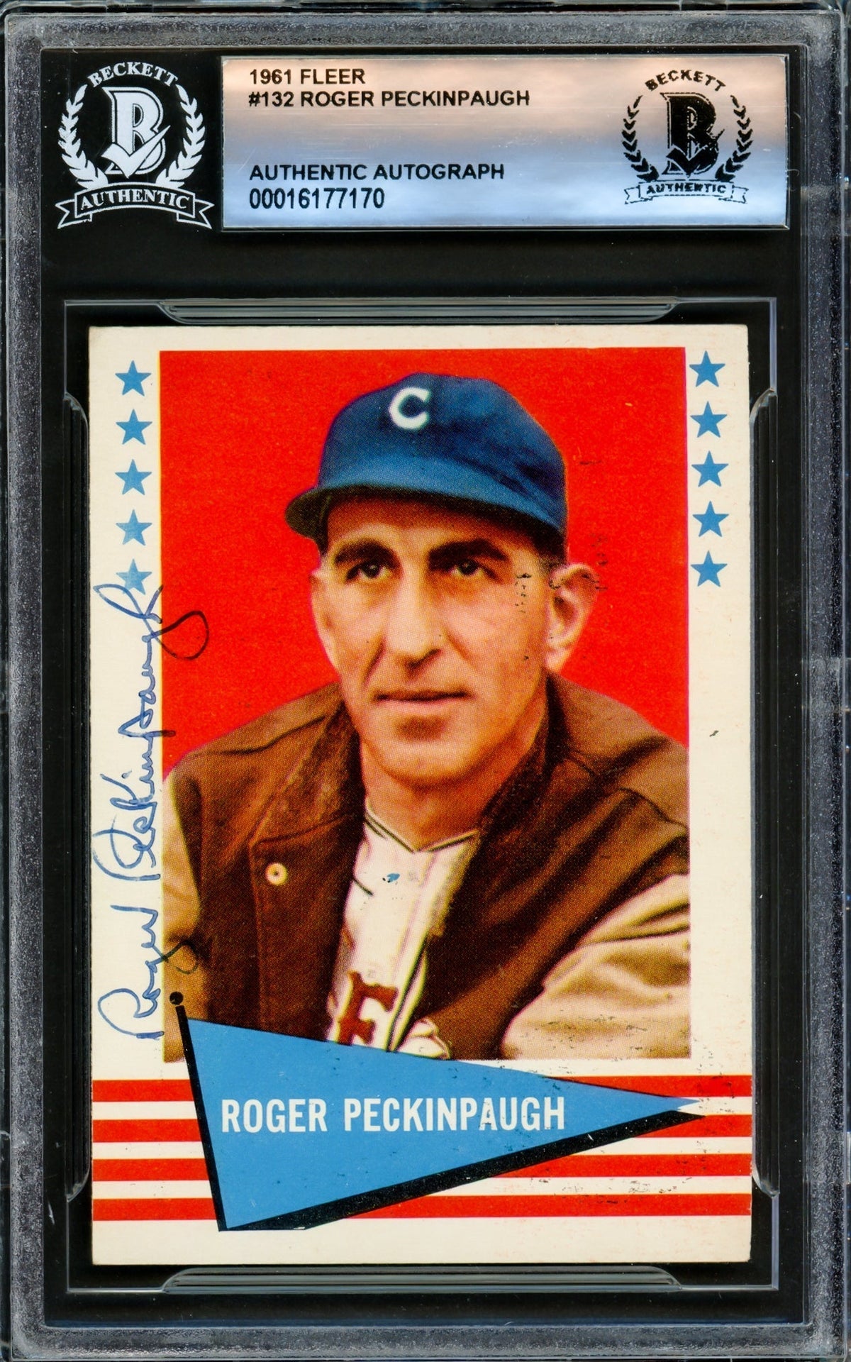 Roger Peckinpaugh Autographed 1961 Fleer Card #132 Cleveland Indians Beckett Bas #16177170