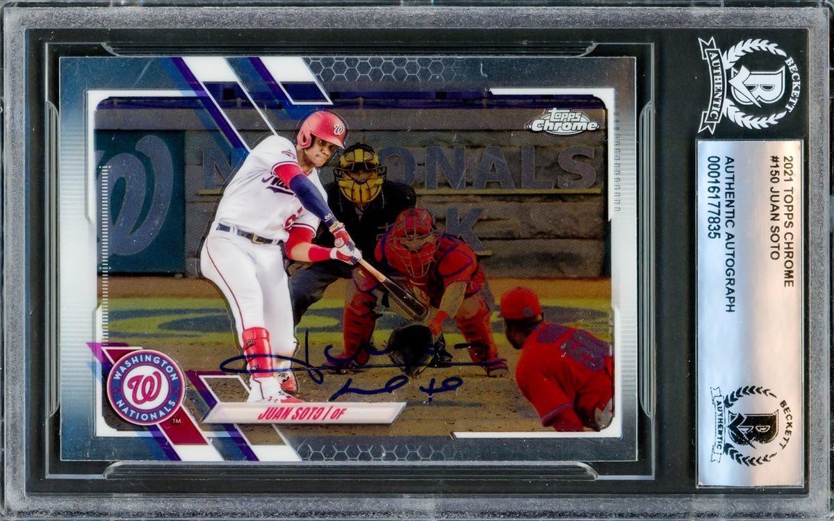 Juan Soto Autographed 2021 Topps Chrome Card #150 New York Yankees Beckett Bas #16177835
