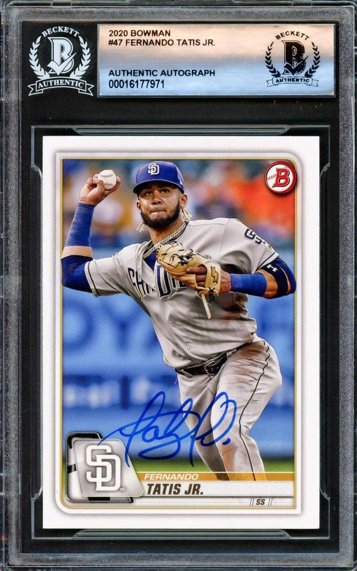 Fernando Tatis Jr. Autographed 2020 Bowman Card #47 San Diego Padres Beckett Bas #16177971